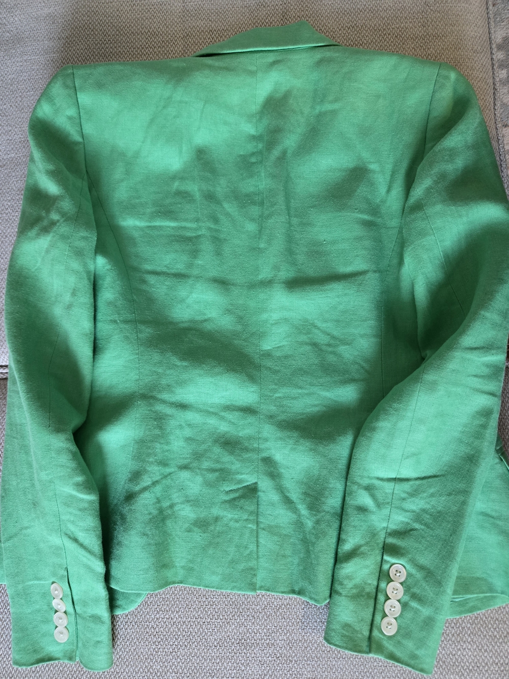 Green Linen Blazer Jacket - Picture 4 of 4